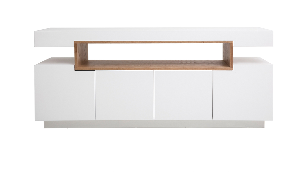 Credenza bianco opaco e nicchia in legno LIVO