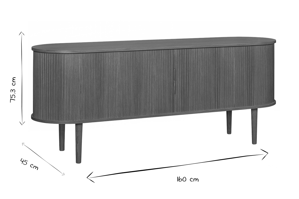 Credenza con ante scorrevoli impiallacciatura rovere e massello di rovere L160 cm EPIC