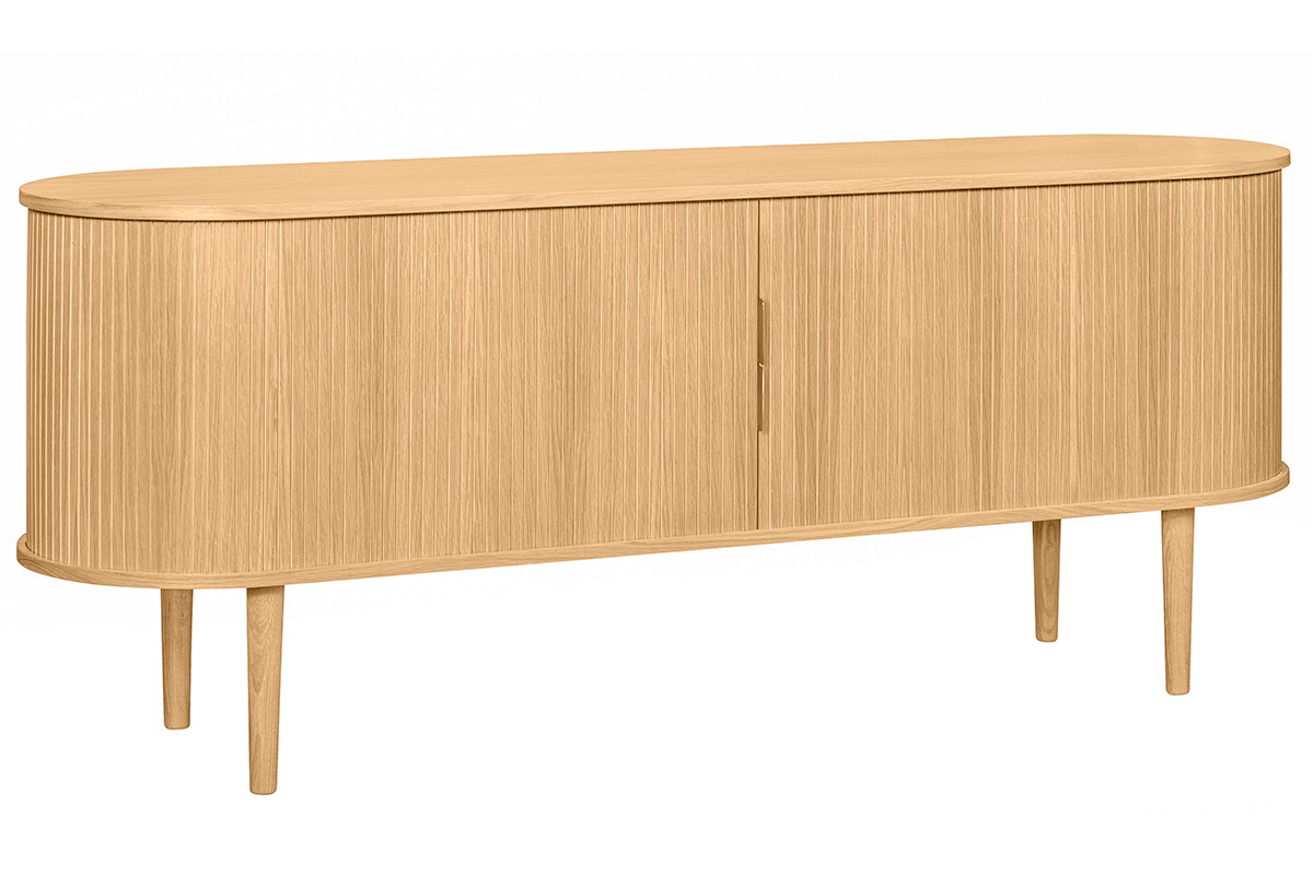 Credenza con ante scorrevoli impiallacciatura rovere e massello di rovere L160 cm EPIC