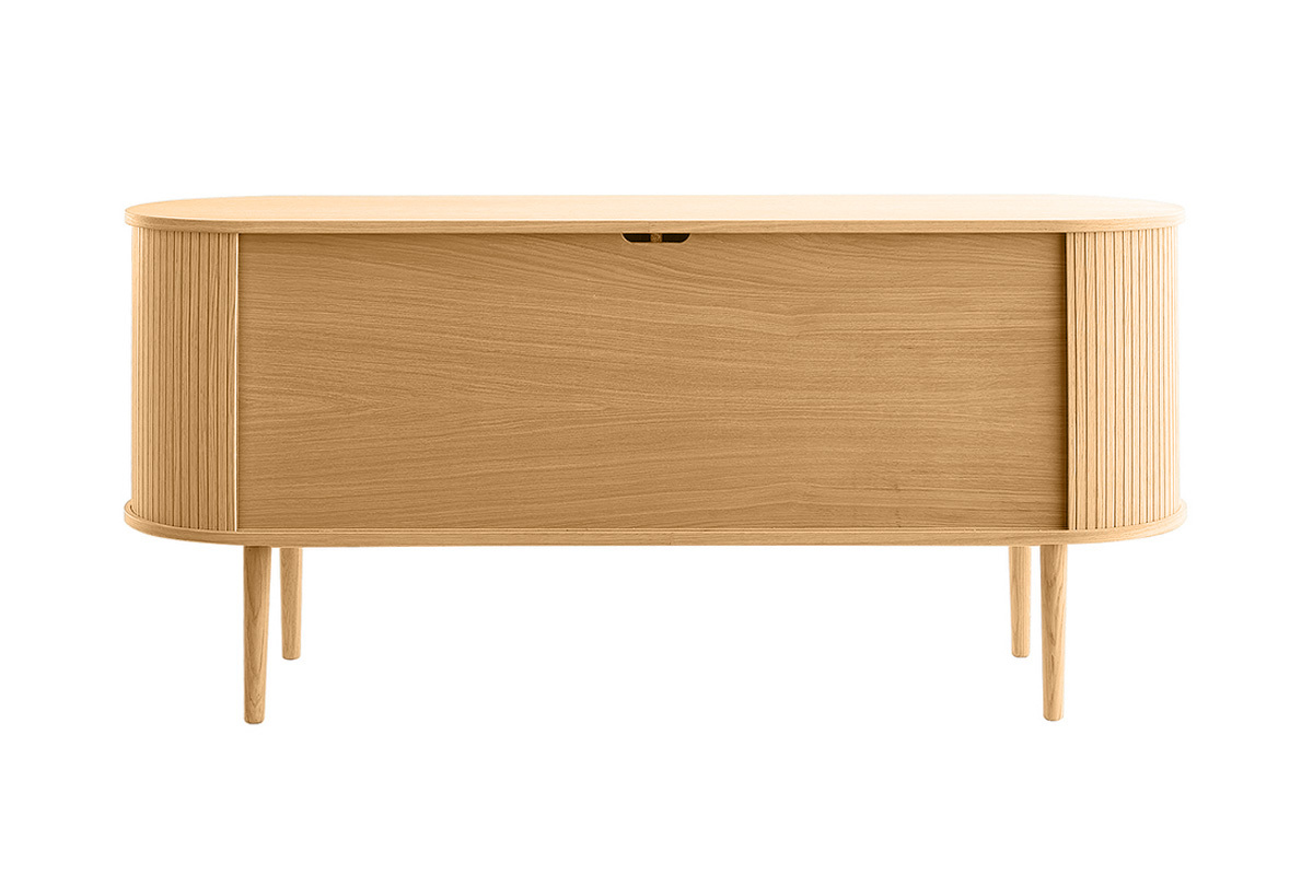 Credenza con ante scorrevoli impiallacciatura rovere e massello di rovere L160 cm EPIC