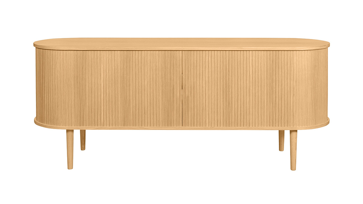 Credenza con ante scorrevoli impiallacciatura rovere e massello di rovere L160 cm EPIC