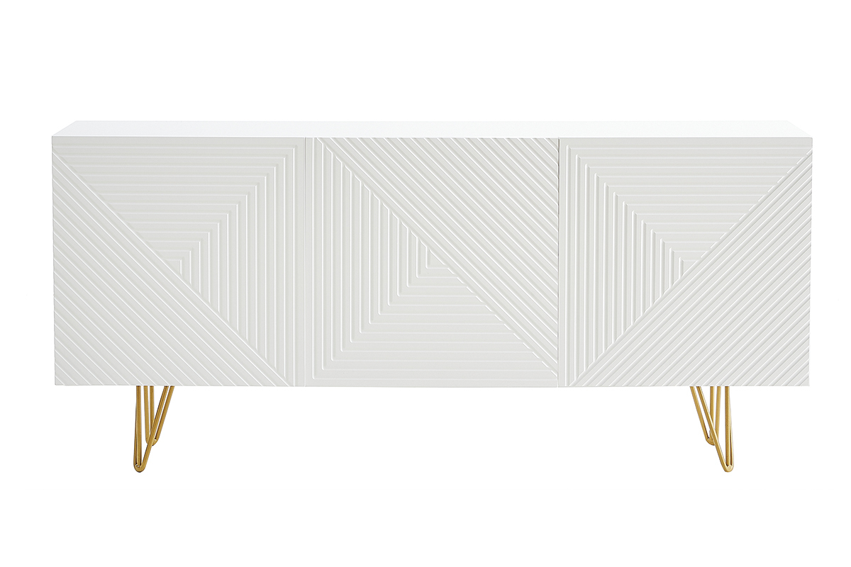 Credenza design bianco e dorato L160 cm OZEN