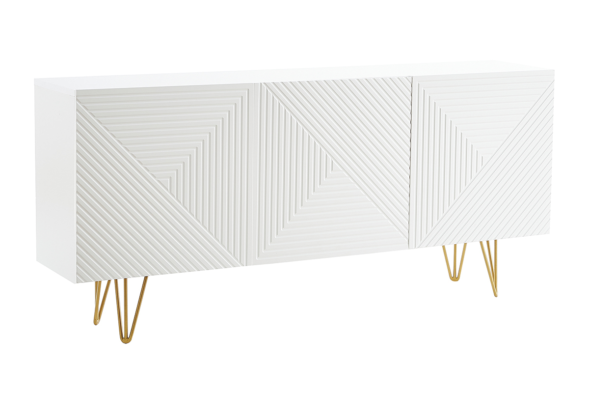 Credenza design bianco e dorato L160 cm OZEN