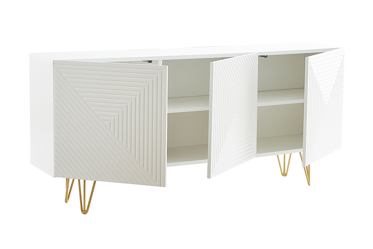 Credenza design bianco e dorato L160 cm OZEN