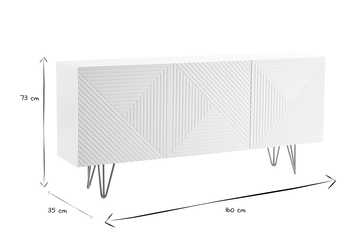 Credenza design bianco e dorato L160 cm OZEN