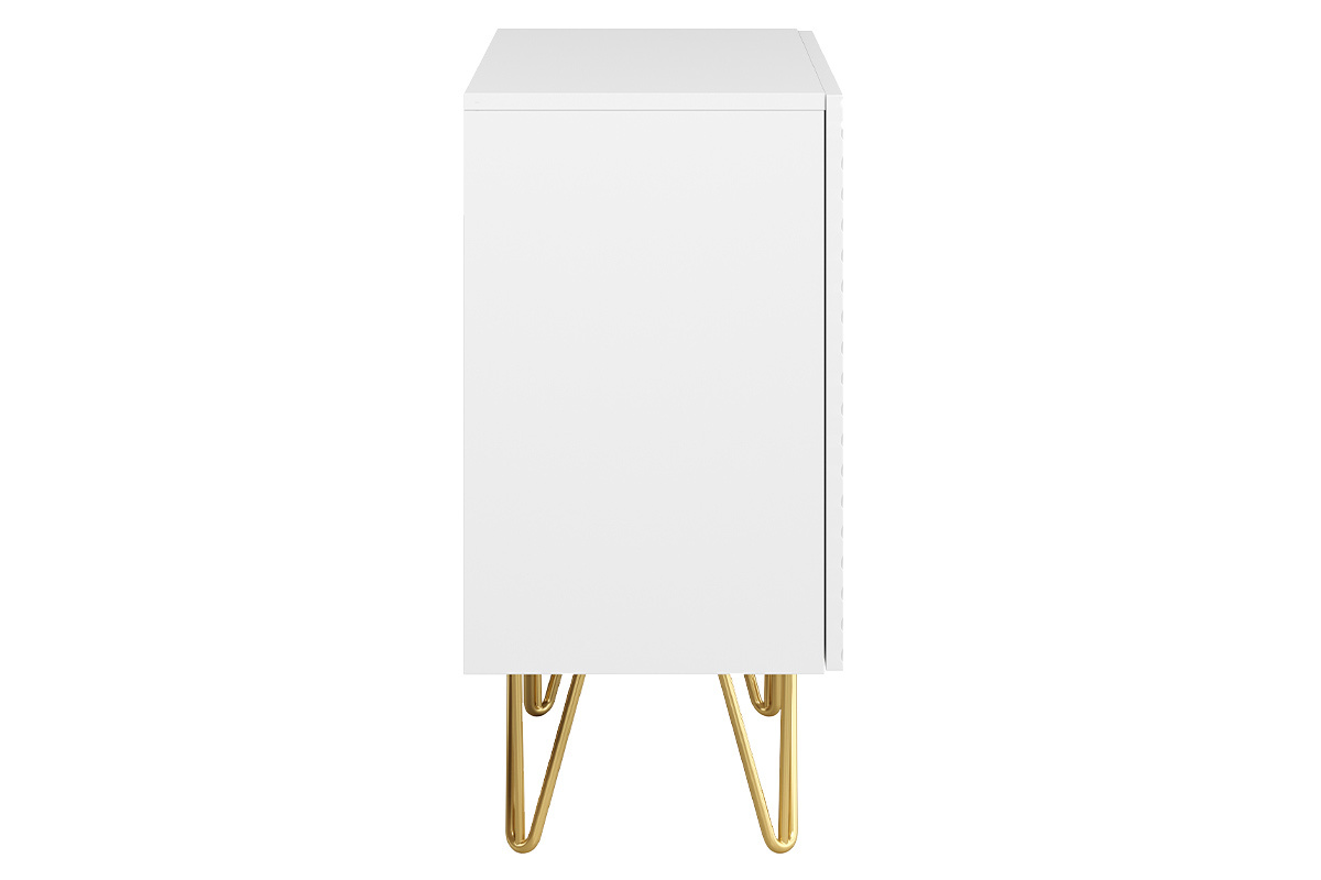 Credenza design bianco e oro con 2 ante L107 cm OZEN