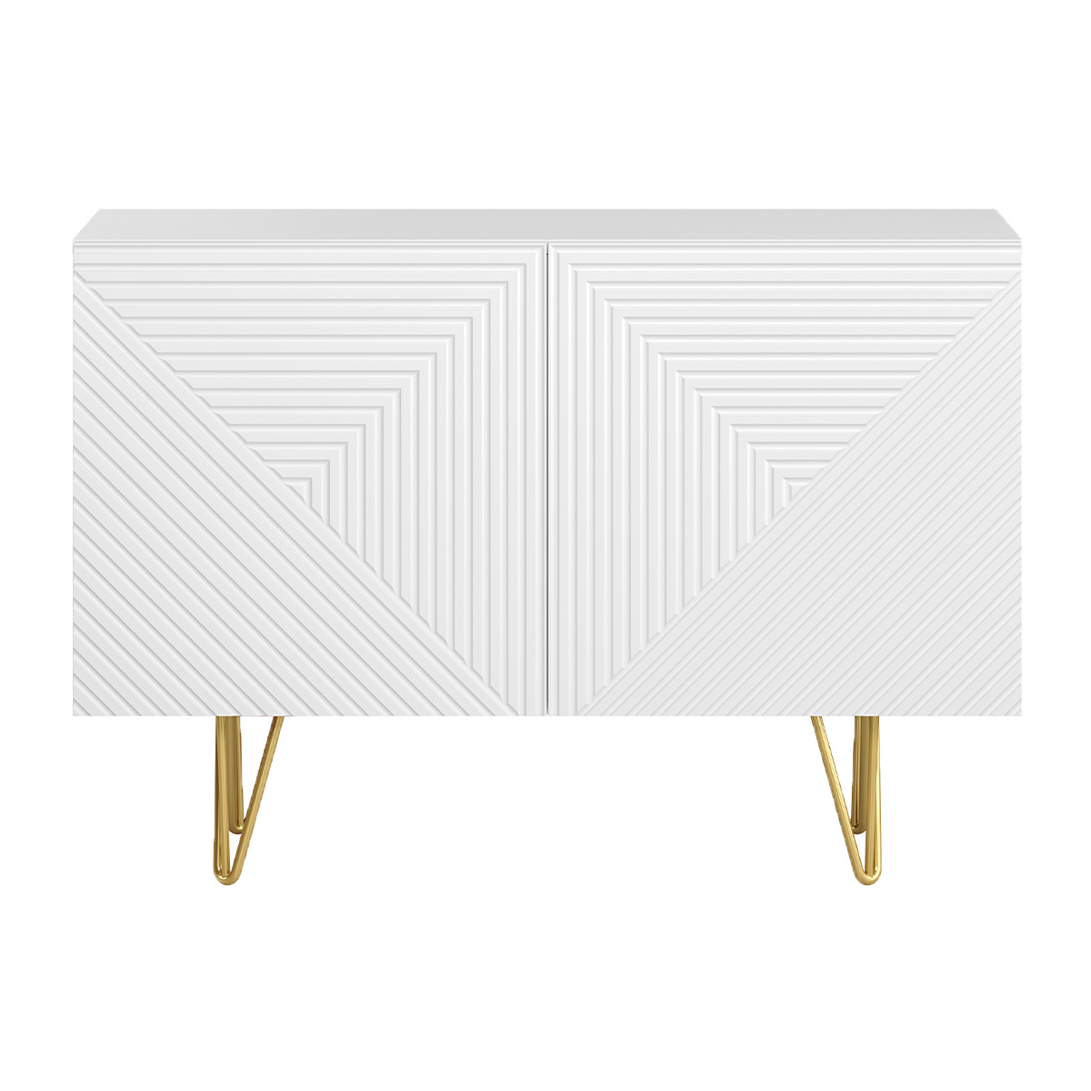 Credenza design bianco e oro con 2 ante L107 cm OZEN