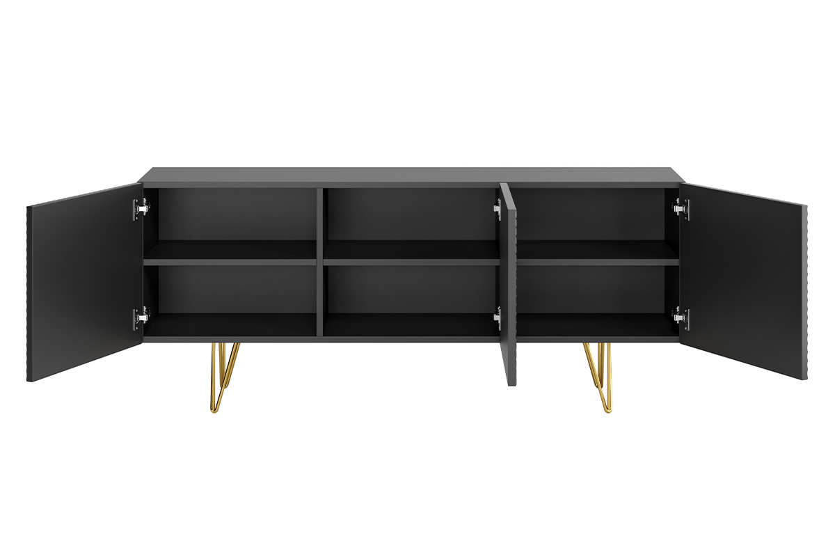 Credenza design nero e oro 3 ante L160 cm OZEN