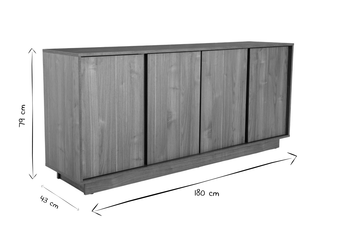 Credenza di design effetto noce L180 cm COMO