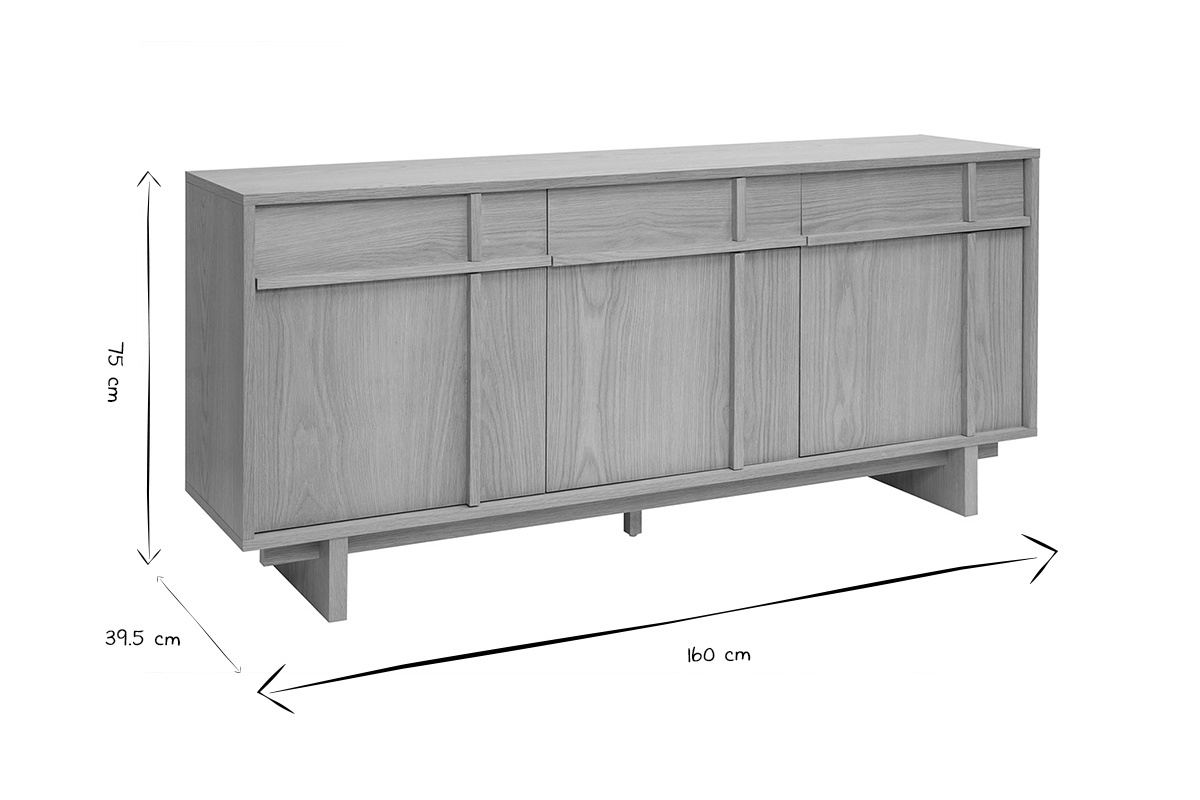 Credenza in legno chiaro di quercia L160 cm ZAO