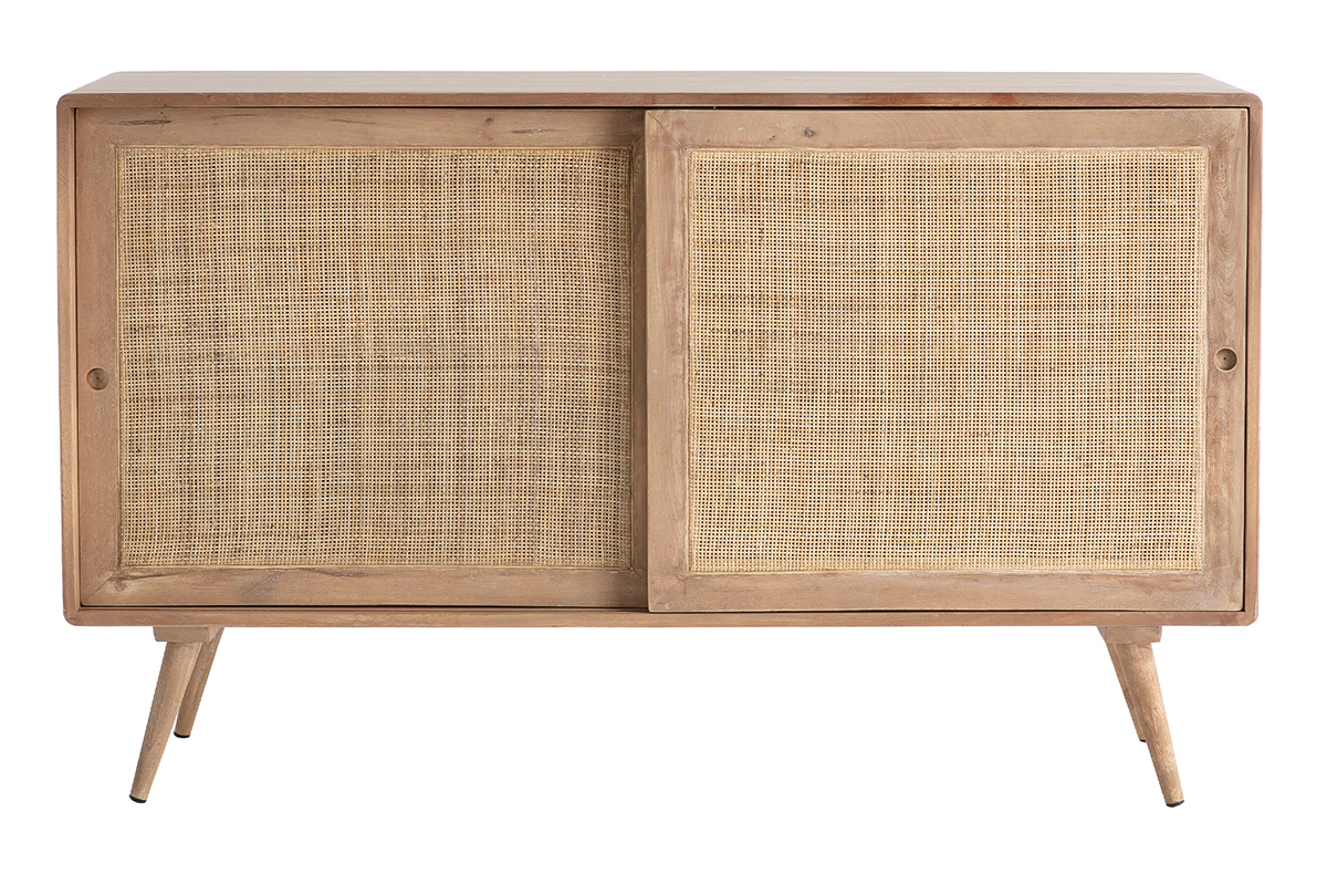 Credenza in legno di mango con intreccio in rattan ACANGE