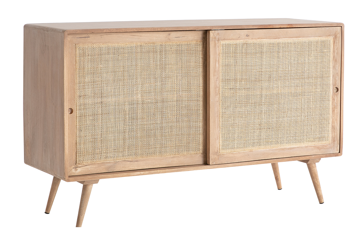 Credenza in legno di mango con intreccio in rattan ACANGE