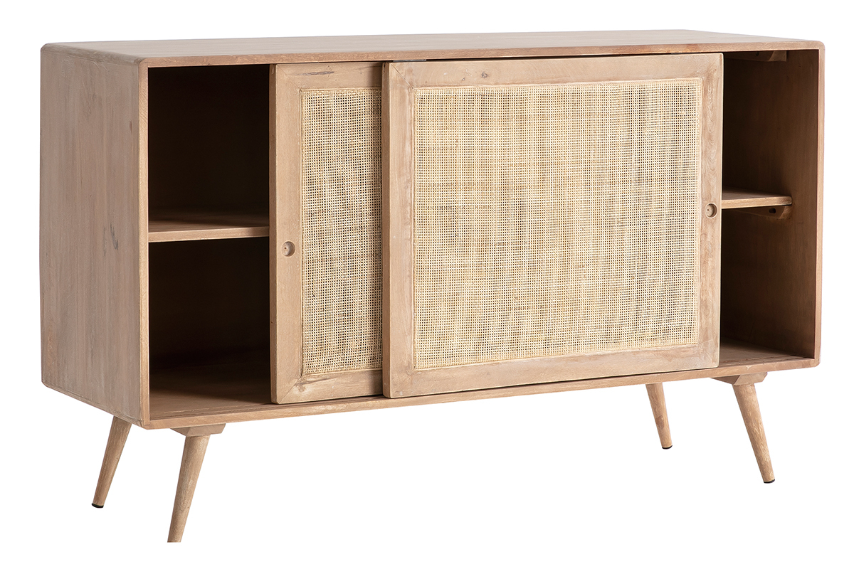 Credenza in legno di mango con intreccio in rattan ACANGE