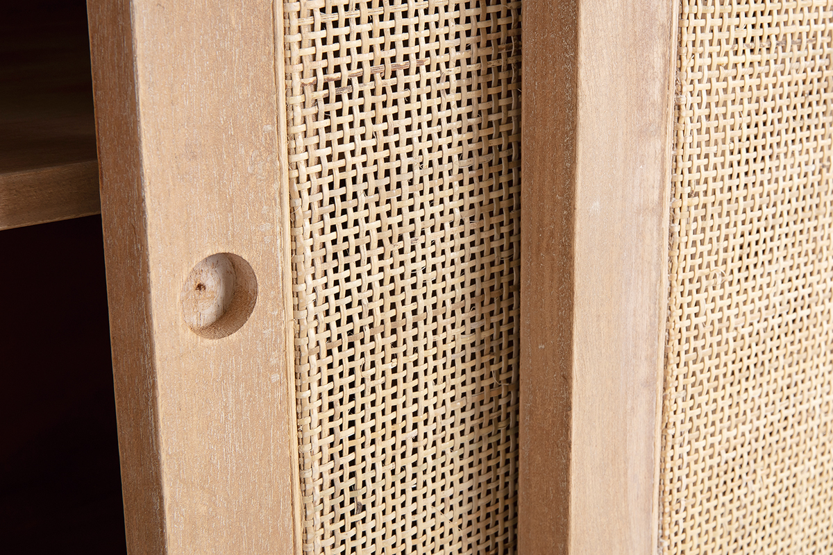 Credenza in legno di mango con intreccio in rattan ACANGE