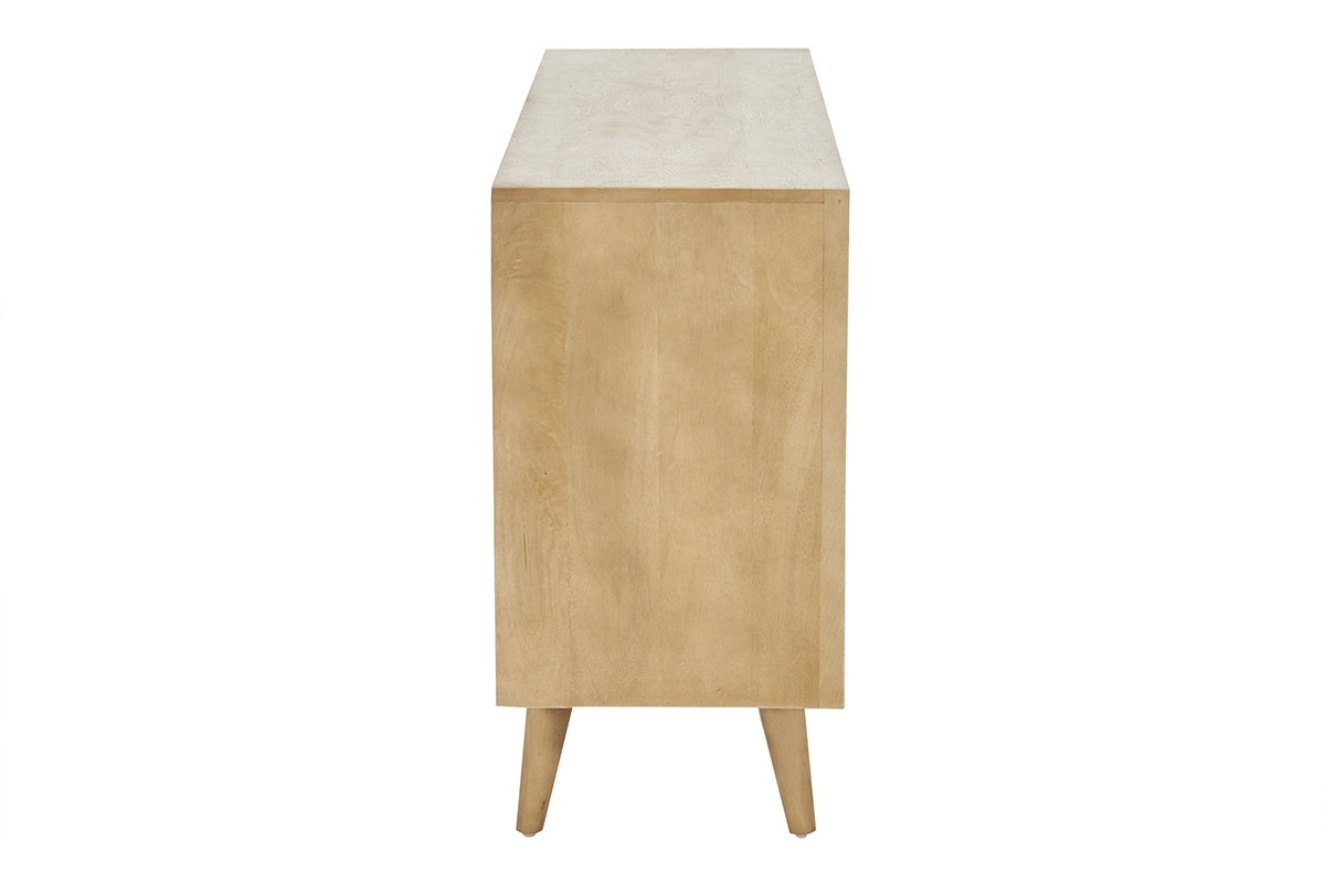 Credenza in legno di mango e motivo a intreccio rattan 3 ante L145 cm LAKA