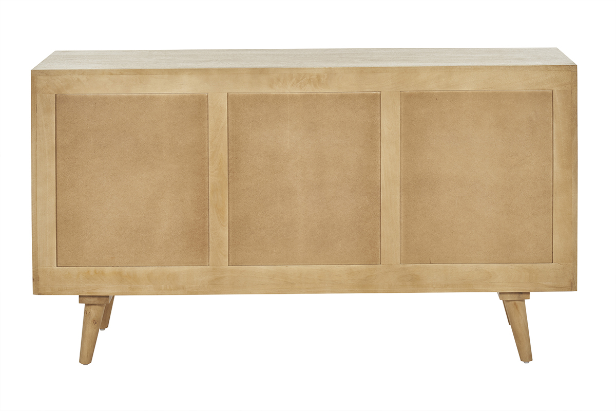 Credenza in legno di mango e motivo a intreccio rattan 3 ante L145 cm LAKA