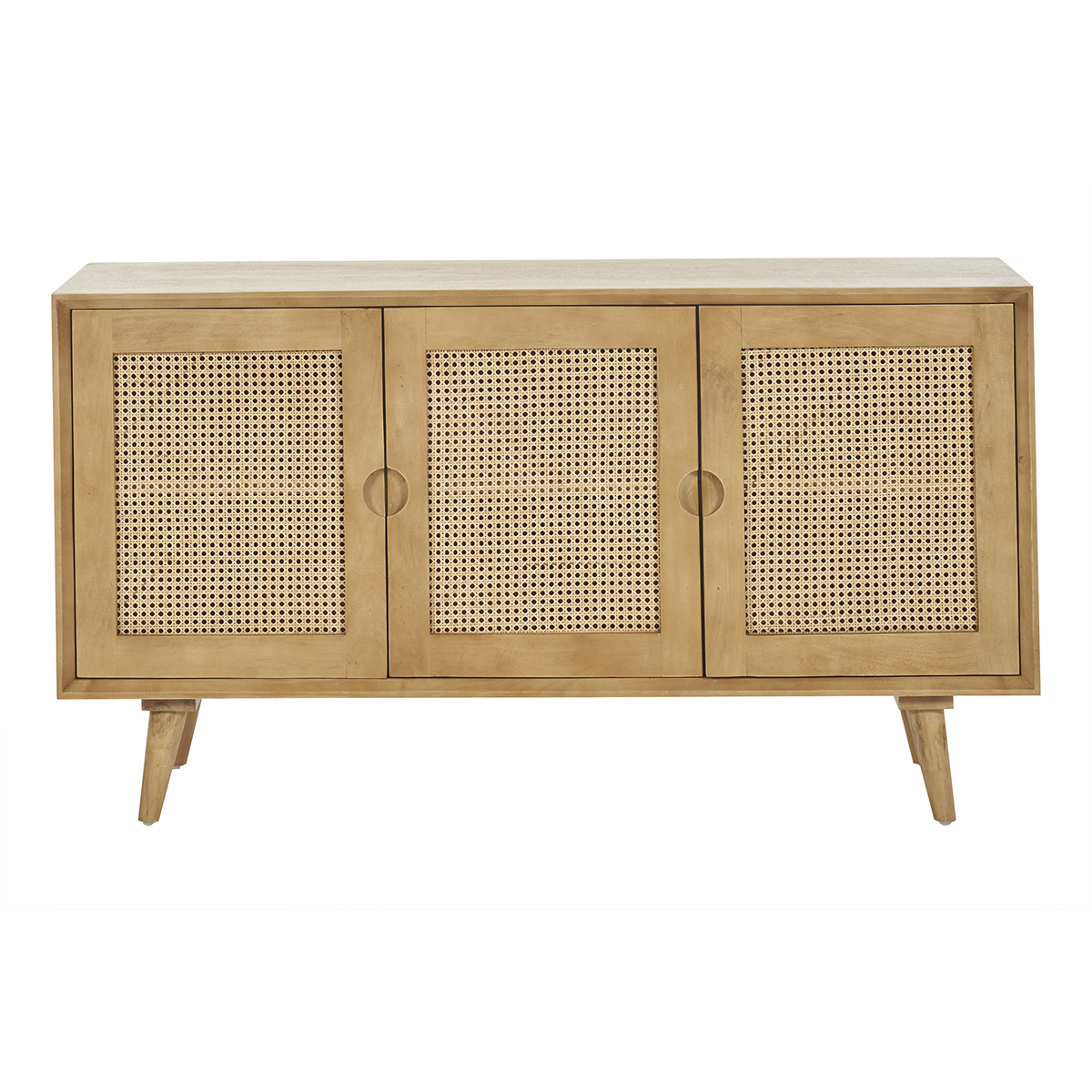 Credenza in legno di mango e motivo a intreccio rattan 3 ante L145 cm LAKA