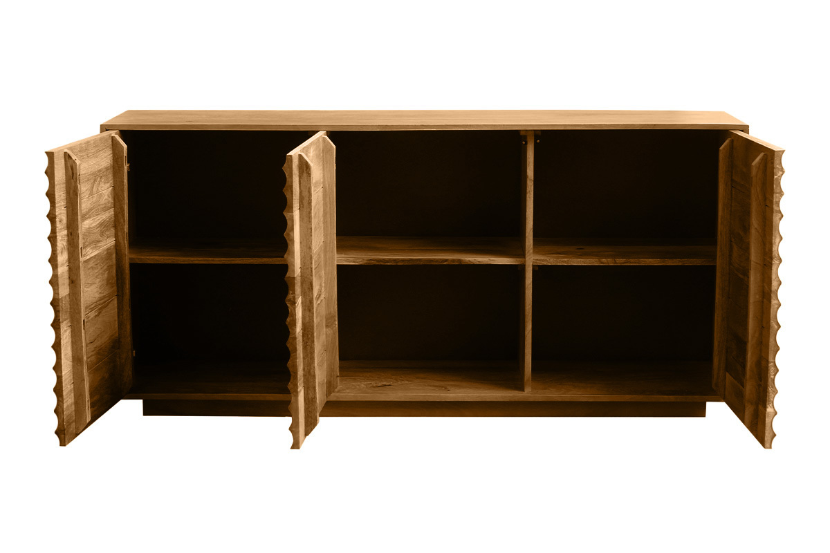 Credenza in legno massello di manghime 3 ante L160 cm MATCHA