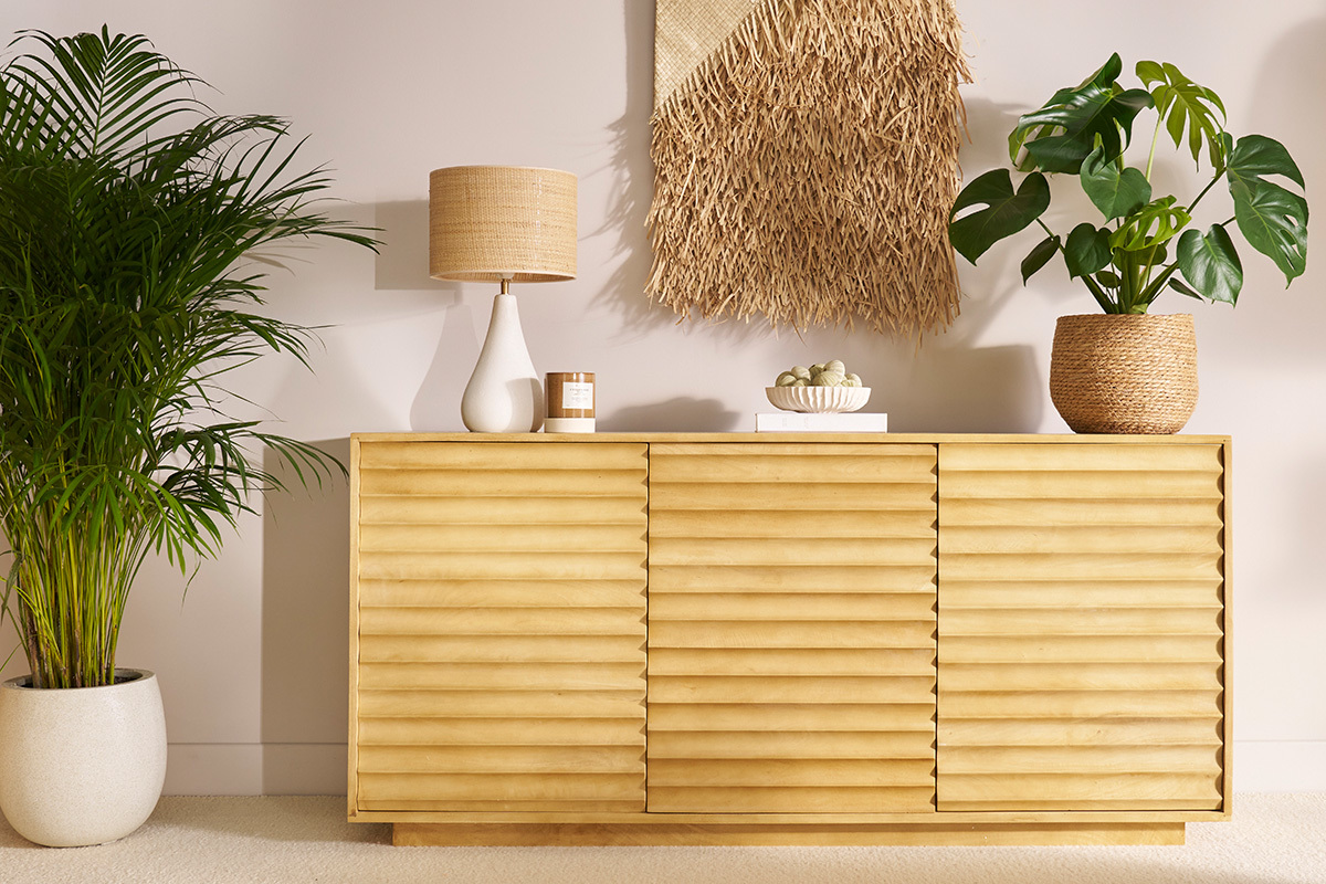 Credenza in legno massello di manghime 3 ante L160 cm MATCHA