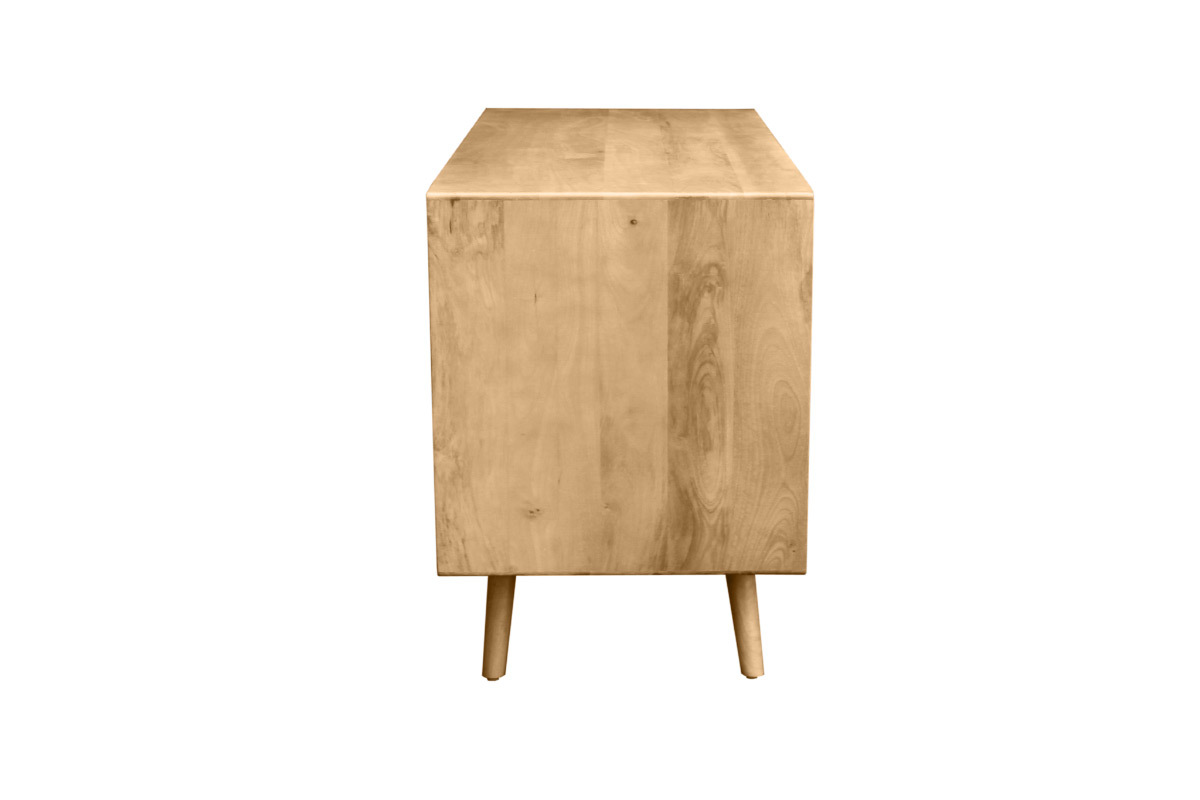 Credenza in legno massello di mango e motivo a intreccio in rattan 2 ante scorrevoli L135 cm ACANGE