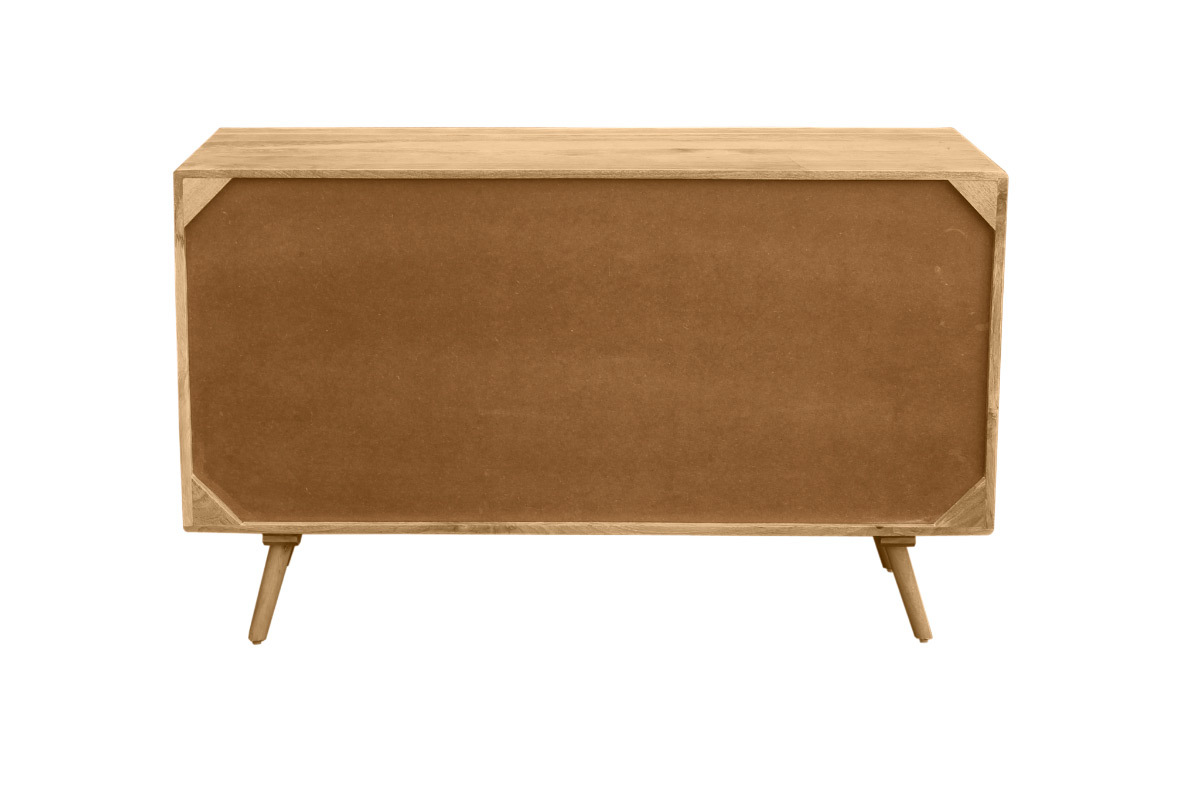 Credenza in legno massello di mango e motivo a intreccio in rattan 2 ante scorrevoli L135 cm ACANGE