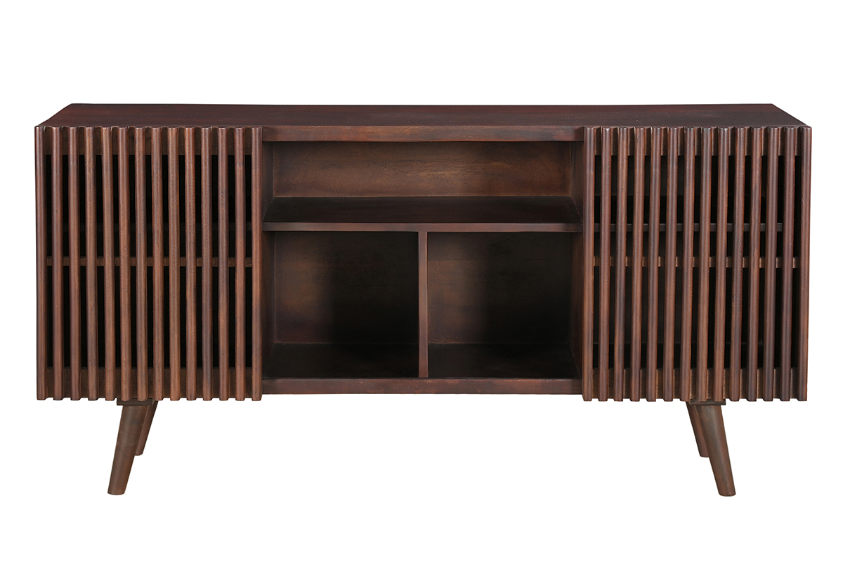 Credenza in legno massello di mango scuro 2 ante scorrevoli L140 cm ALBA