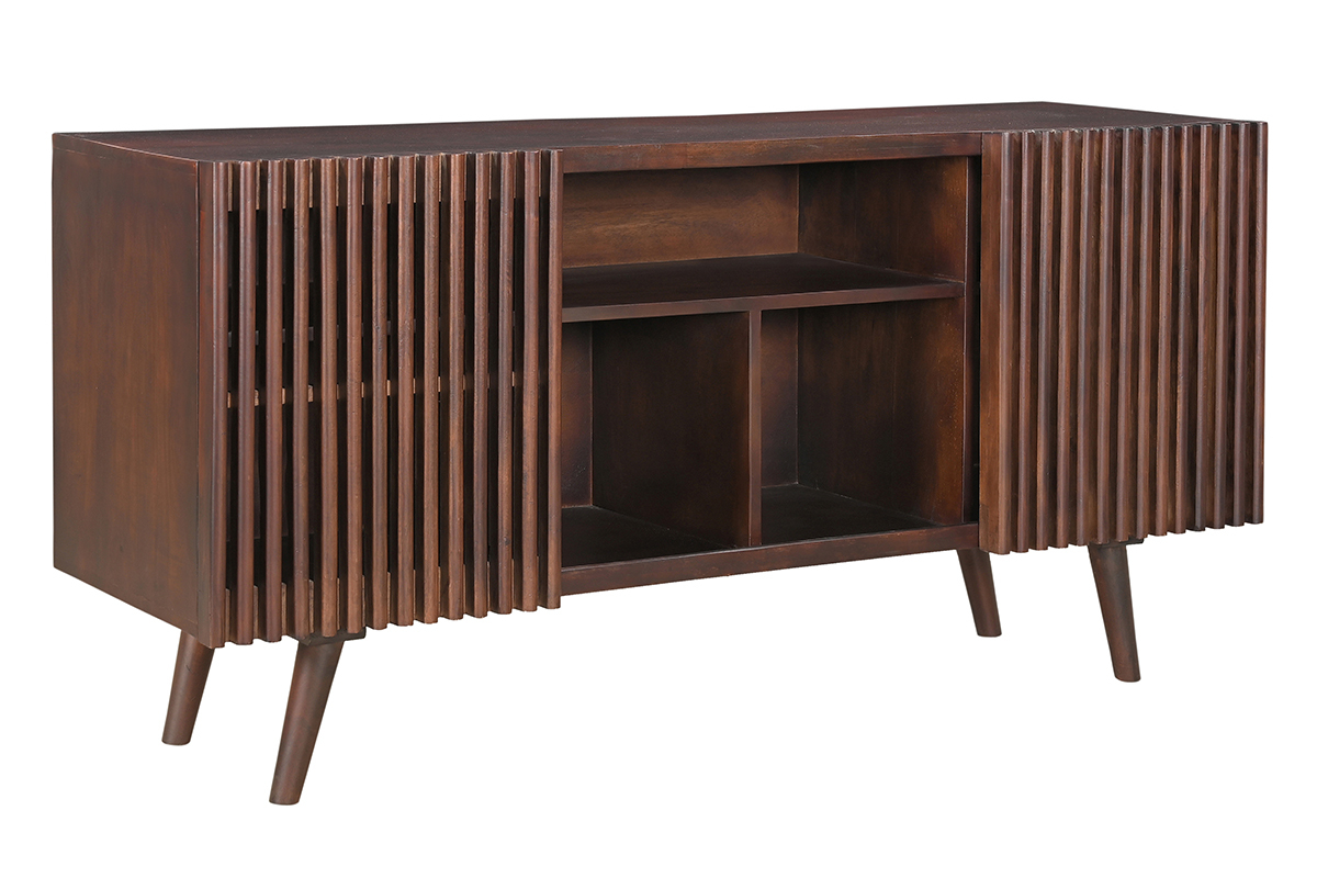 Credenza in legno massello di mango scuro 2 ante scorrevoli L140 cm ALBA