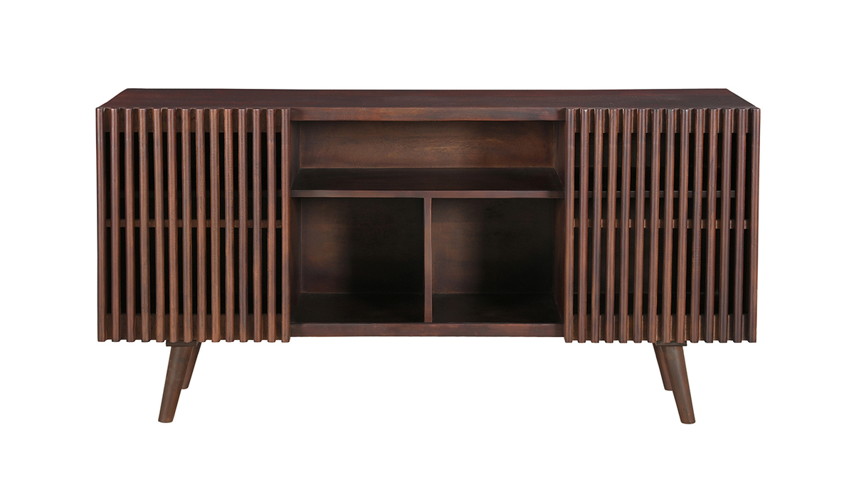 Credenza in legno massello di mango scuro 2 ante scorrevoli L140 cm ALBA