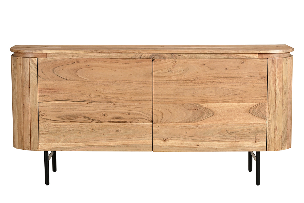 Credenza in legno massello e metallo nero 2 ante L160 cm NAPOLI