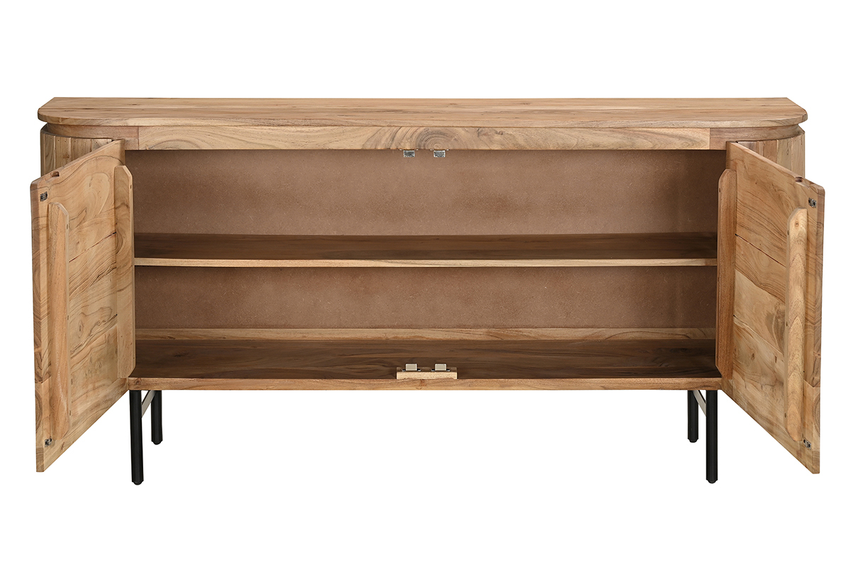 Credenza in legno massello e metallo nero 2 ante L160 cm NAPOLI