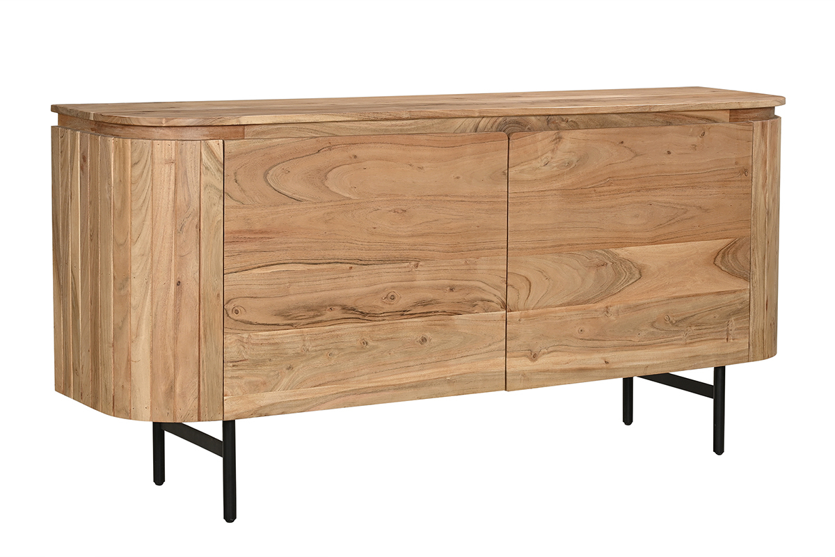 Credenza in legno massello e metallo nero 2 ante L160 cm NAPOLI