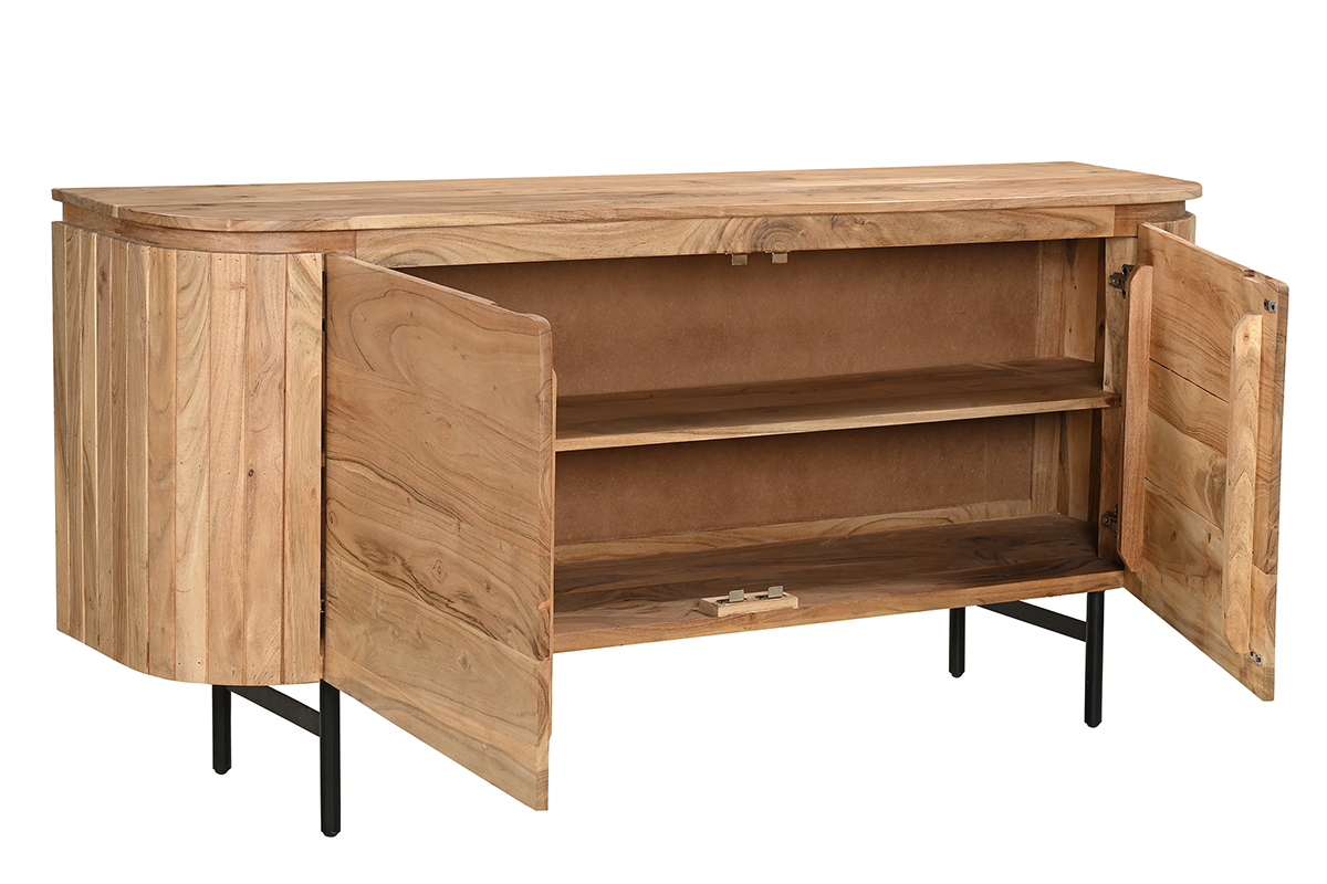 Credenza in legno massello e metallo nero 2 ante L160 cm NAPOLI