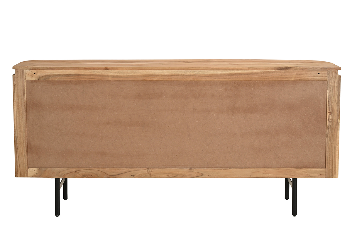 Credenza in legno massello e metallo nero 2 ante L160 cm NAPOLI