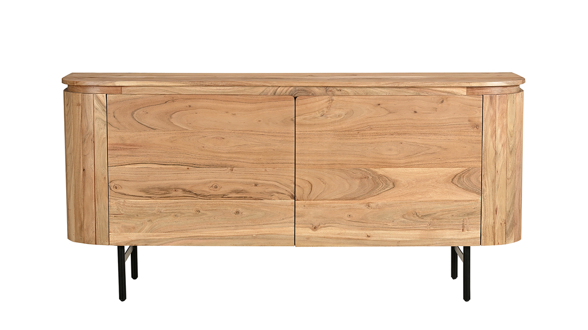 Credenza in legno massello e metallo nero 2 ante L160 cm NAPOLI