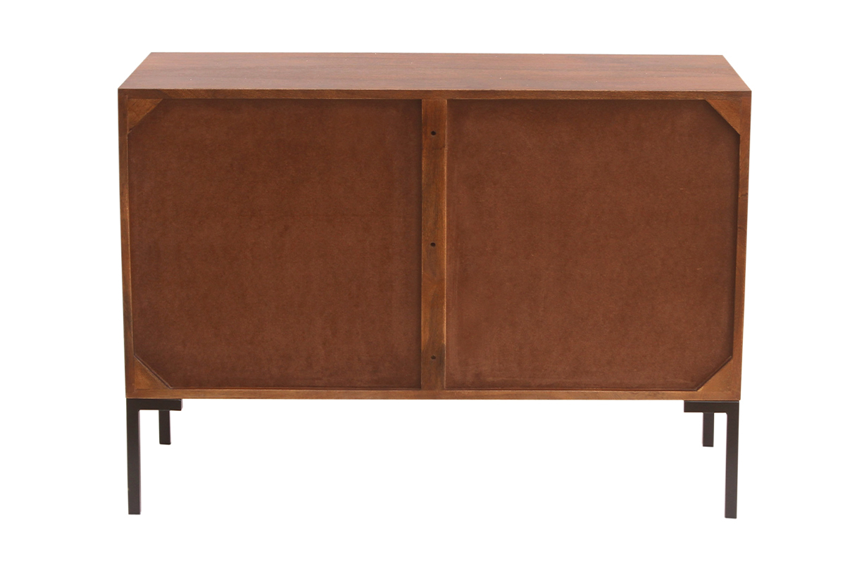 Credenza in legno scuro massello di mango e metallo nero 2 ante L100 cm ONDA