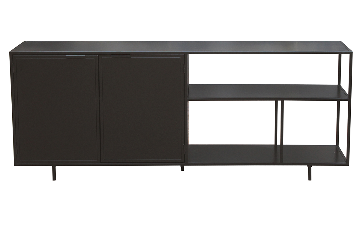 Credenza industriale metallo nero 2 ante L180 KARL