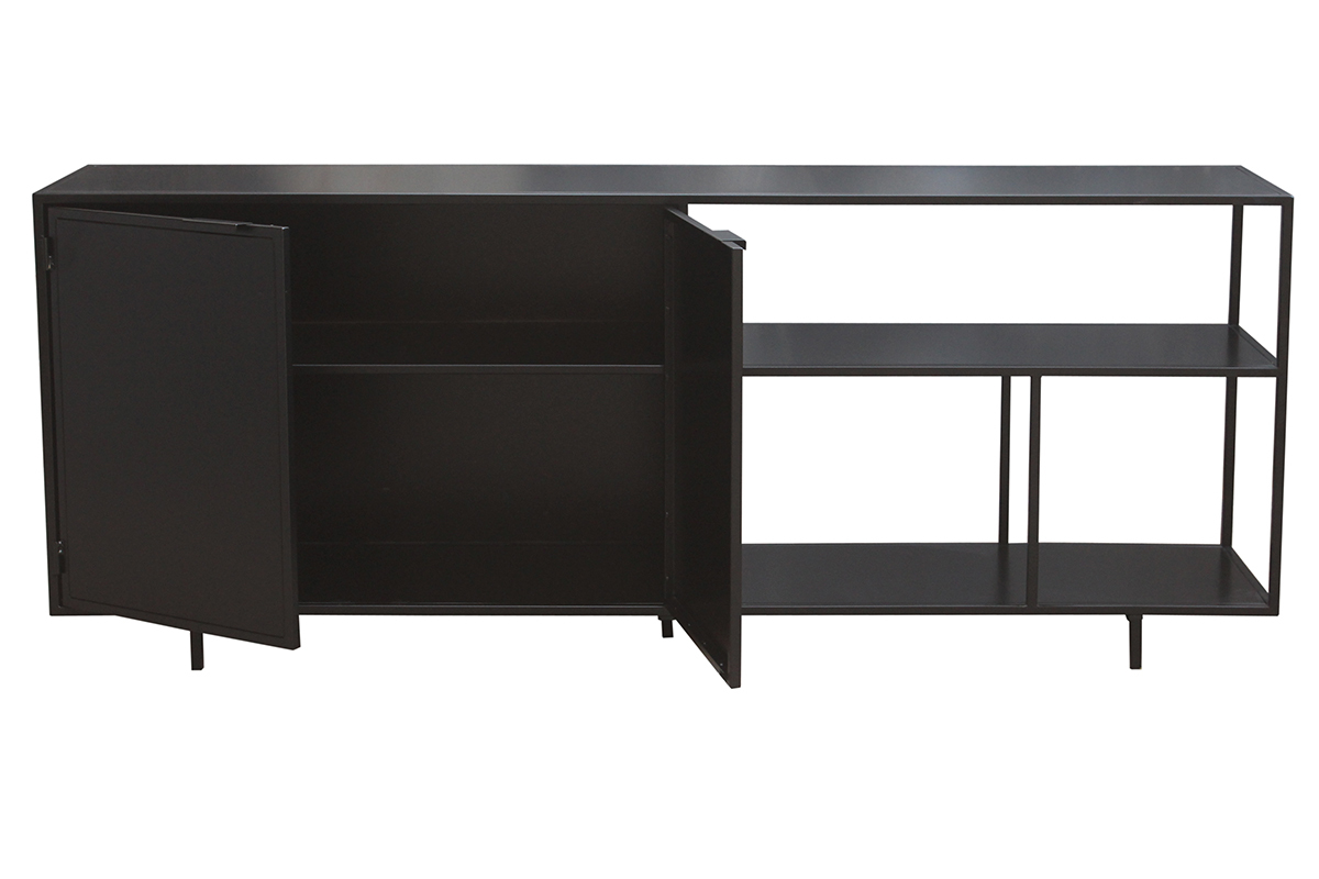 Credenza industriale metallo nero 2 ante L180 KARL