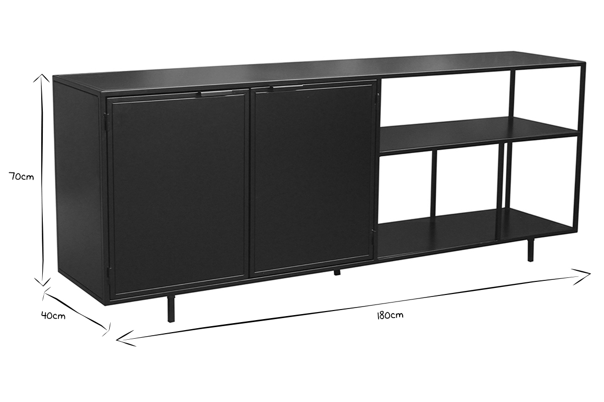 Credenza industriale metallo nero 2 ante L180 KARL