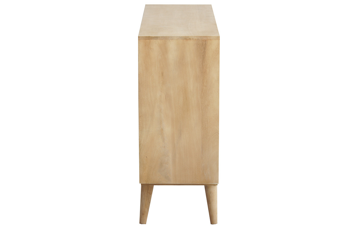 Credenza mobile portabottiglie o vinili in legno massello di mango ISIDRO