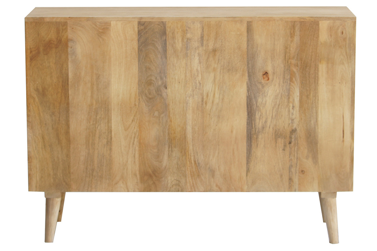 Credenza mobile portabottiglie o vinili in legno massello di mango ISIDRO