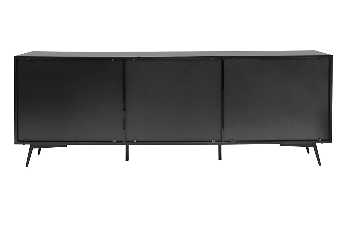 Credenza nero opaco e impiallacciatura noce 3 ante L200 cm MERMOZ