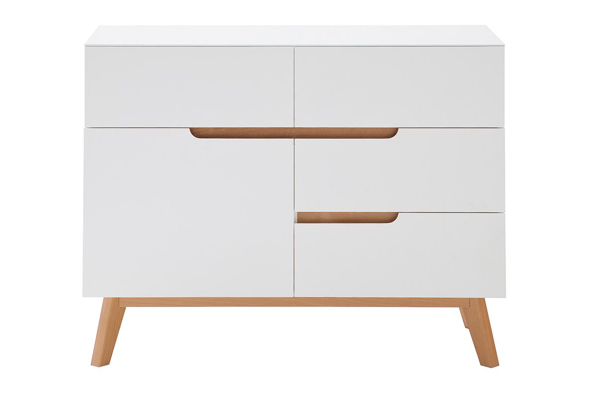 Credenza scandinava alta bianca opaca e rovere SKIVE