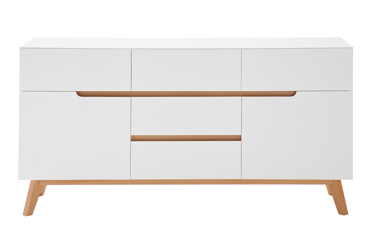 Credenza scandinava bianco opaco e rovere SKIVE