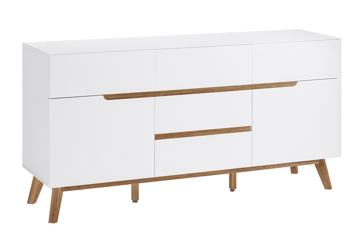 Credenza scandinava bianco opaco e rovere SKIVE