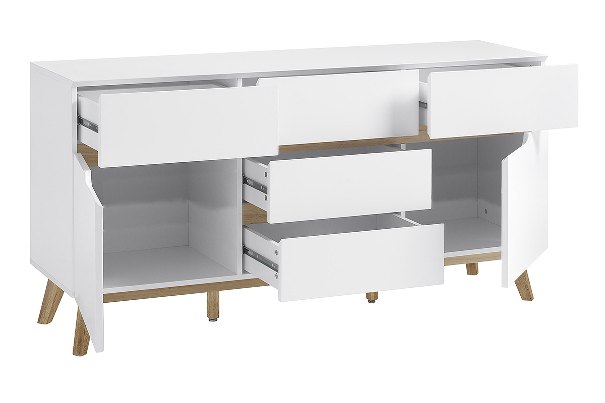 Credenza scandinava bianco opaco e rovere SKIVE