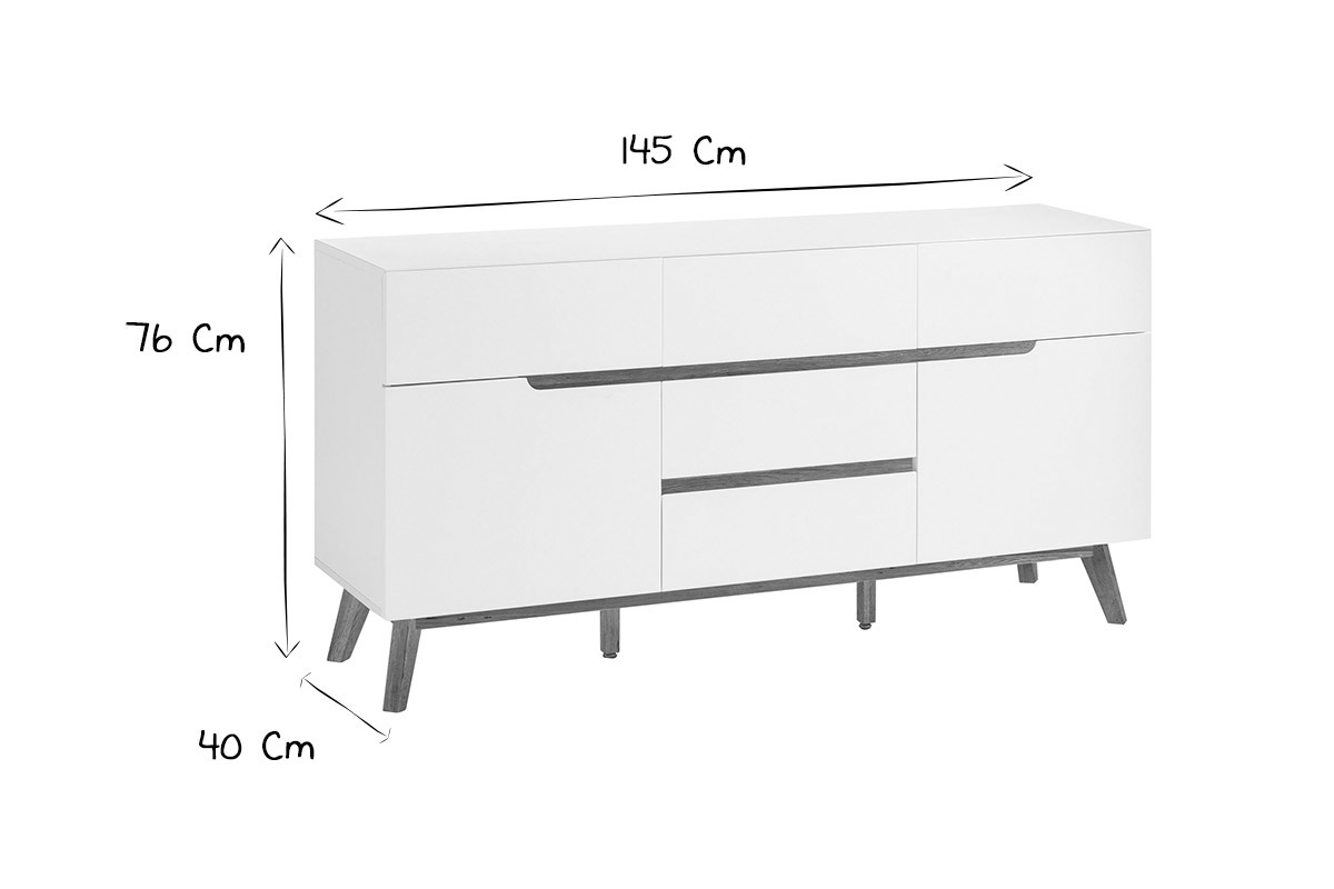 Credenza scandinava bianco opaco e rovere SKIVE