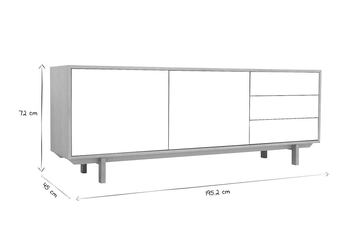 Credenza scandinava in legno Bianco 195 cm SID