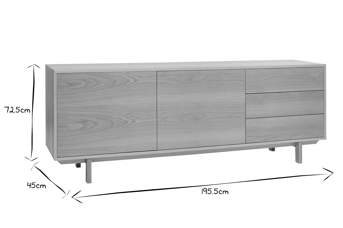 Credenza scandinava legno chiaro L195 cm SID