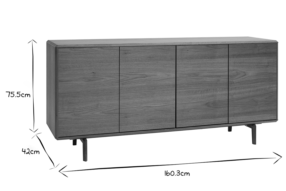 Credenza vintage 4 ante in legno scuro L160 SUVA