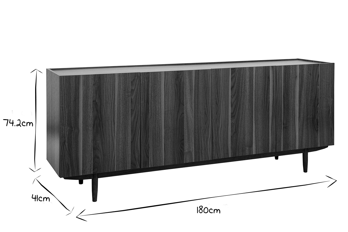 Credenza vintage 4 ante in legno scuro L180 cm SANAA